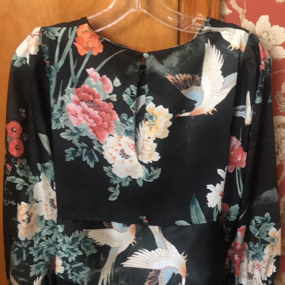NWT ZARA MIDI BIRD DRESS WITH TIED WAIST. SIZE XS. - Picture 10 of 16